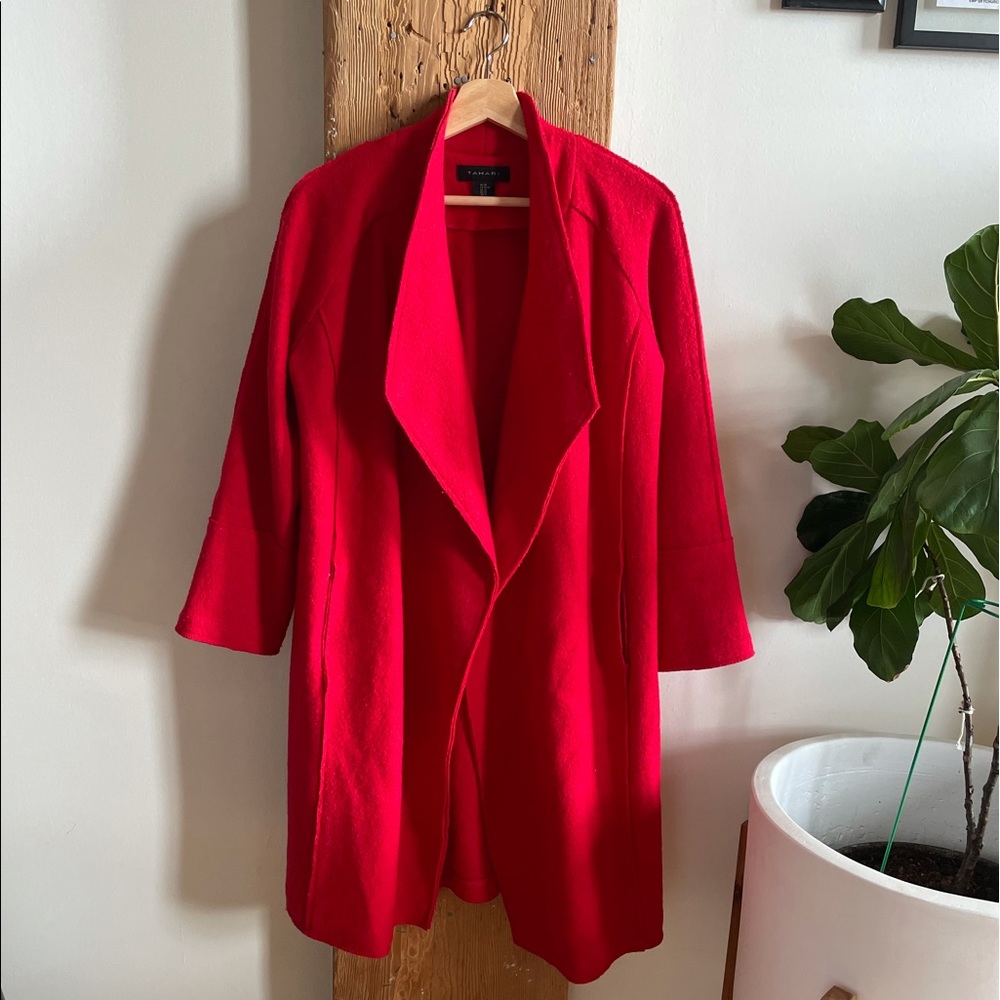 Tahari Wool Open Front Coat